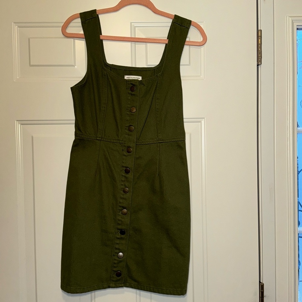 Urban Outfitters Green Cotton Pinafore Dress – Size 8 (Fits Like 4-6)